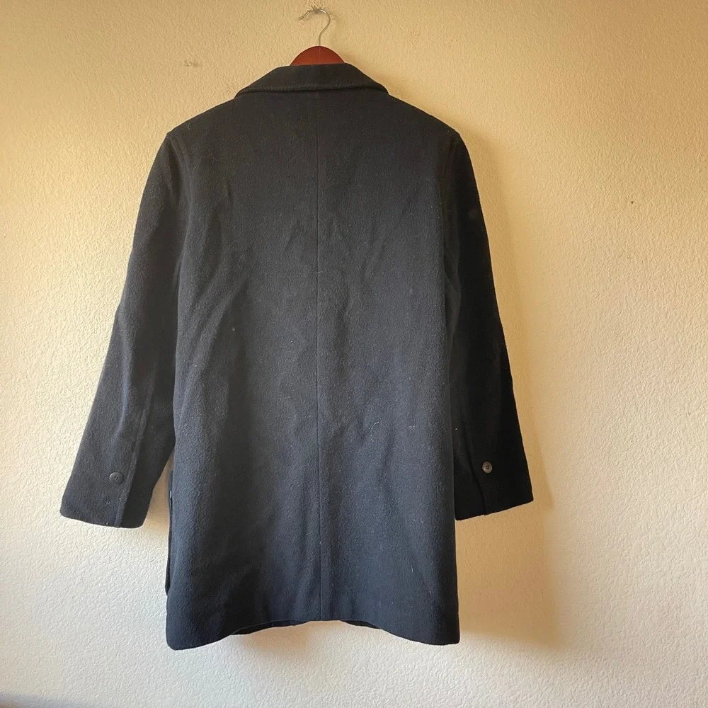 Vintage Eddie Bauer Womens Black Wool Shawl Collar Button‎ Front Size Large